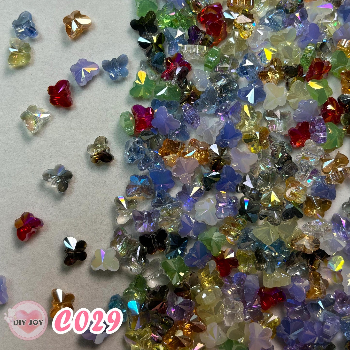 【Crystal】-8mm*10mm 24PCS  Butterfly Mixed